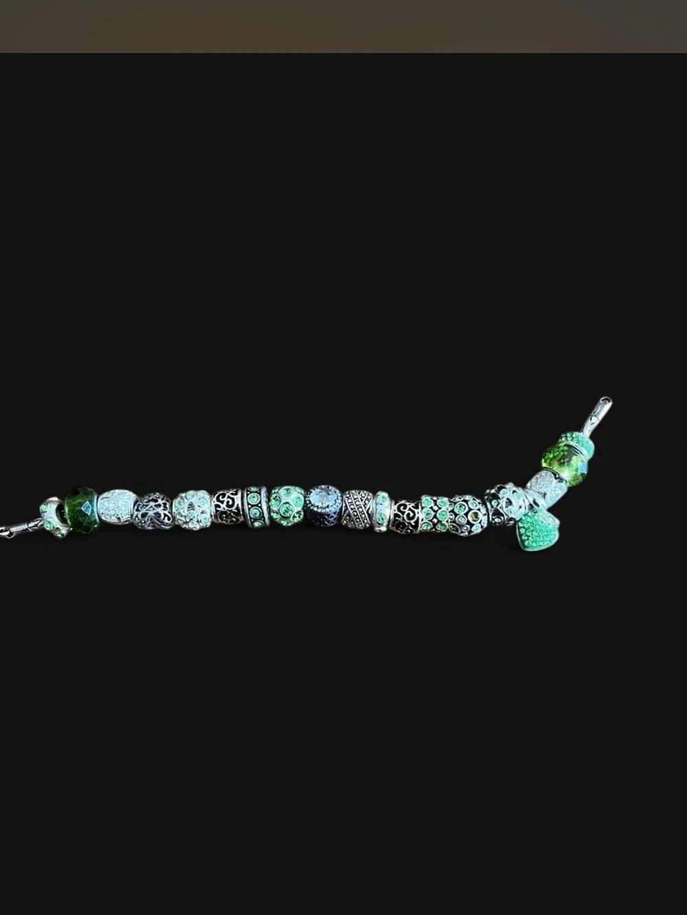 Green Crystal Charm Bead Bracelet